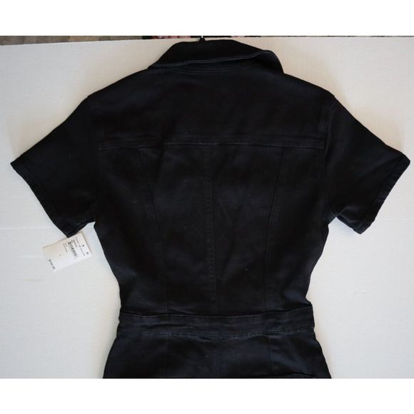 Good American GMJS126 Women's Sz 2 (M) Black Fit For Success Denim Jumpsuit - Picture 8 of 13
